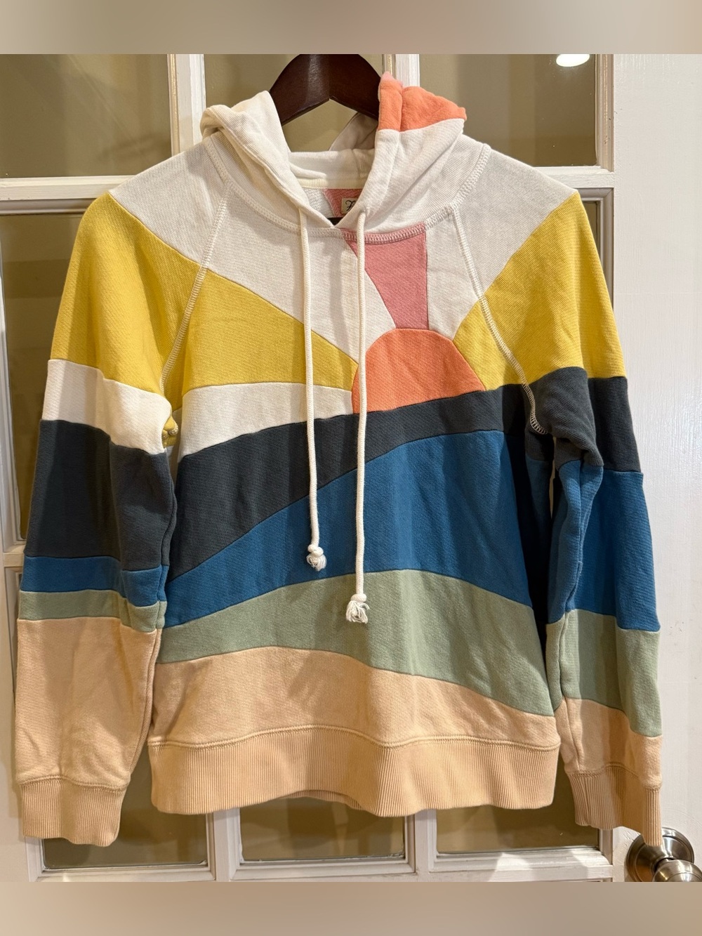 Faherty Soleil Sunrise and Sea Patchwork Hoodie - Size Small
